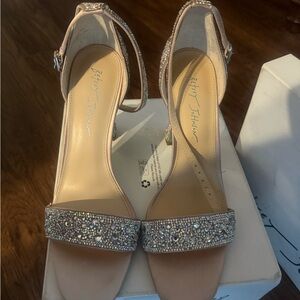 Betsey Johnson Tan Embellished Heels